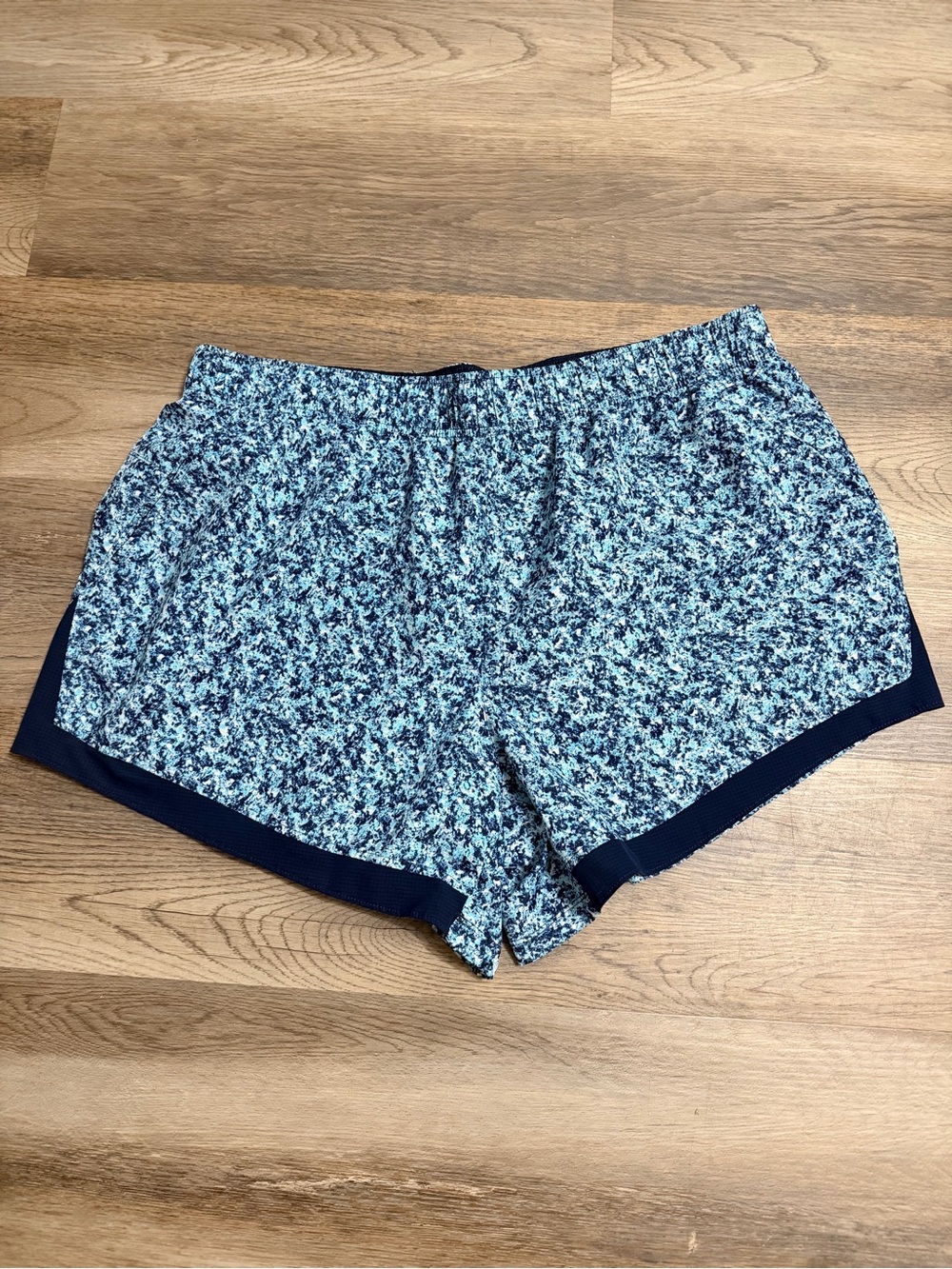 Athletic Works Blue Speckled Running Shorts with Navy Trim
